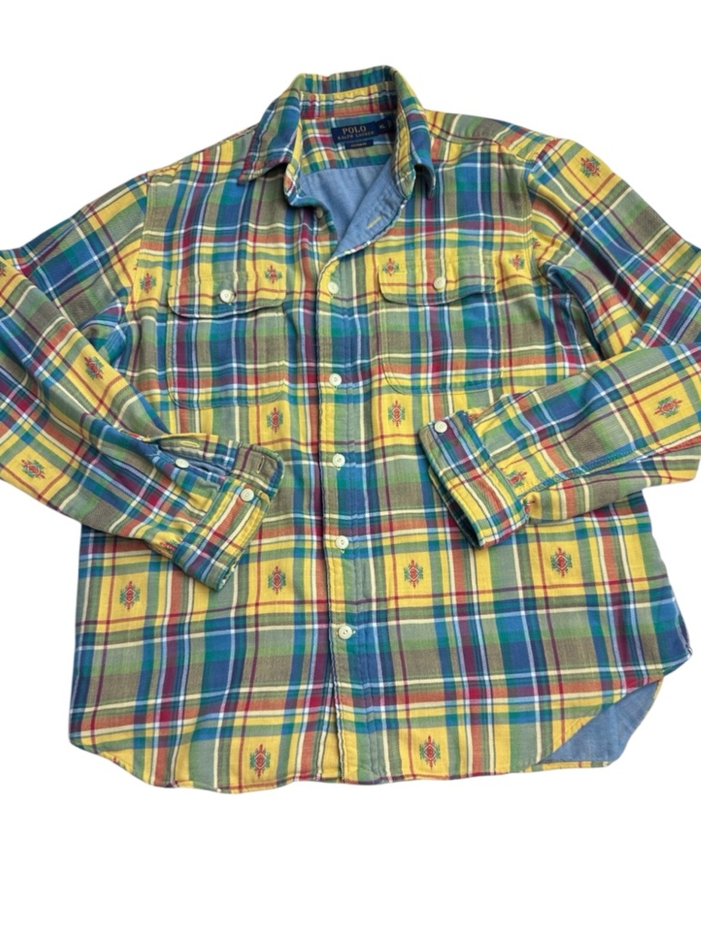 Polo Ralph Lauren Aztec Print Flannel Button Down Shirt Size XL